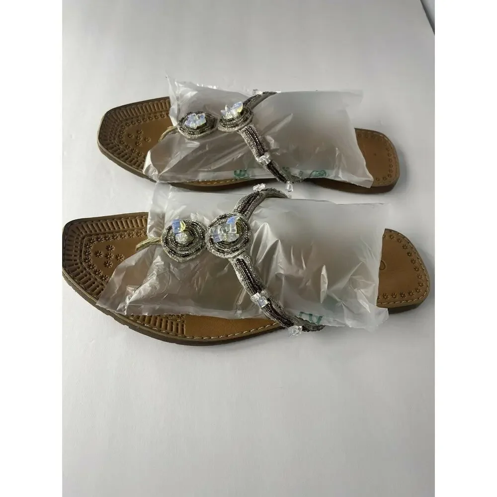 Report jeweled thong sandals size 10 (10.5